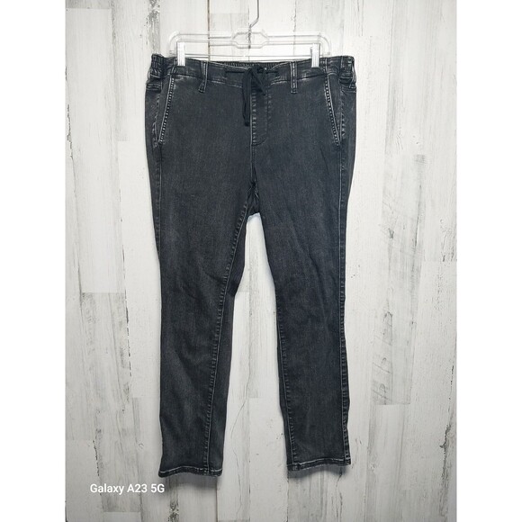 Torrid 9R Black Drawstring Black Denim Stretch Jeans Elastic Band (no zipper) 0X - Picture 1 of 7